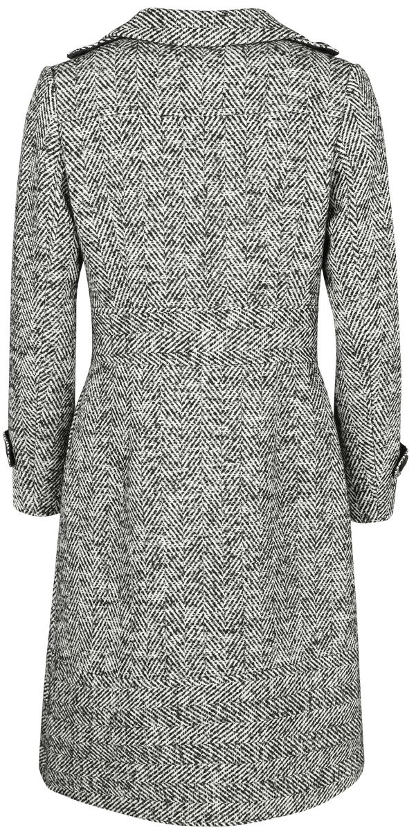 Voodoo Vixen - Rockabilly Mantel - Herringbone Double Breasted Coat - XS bis XXL - für Damen - Größe L - schwarz/weiß