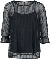 Schwarzes Shirt aus Spitze, Gothicana by EMP, Langarmshirt