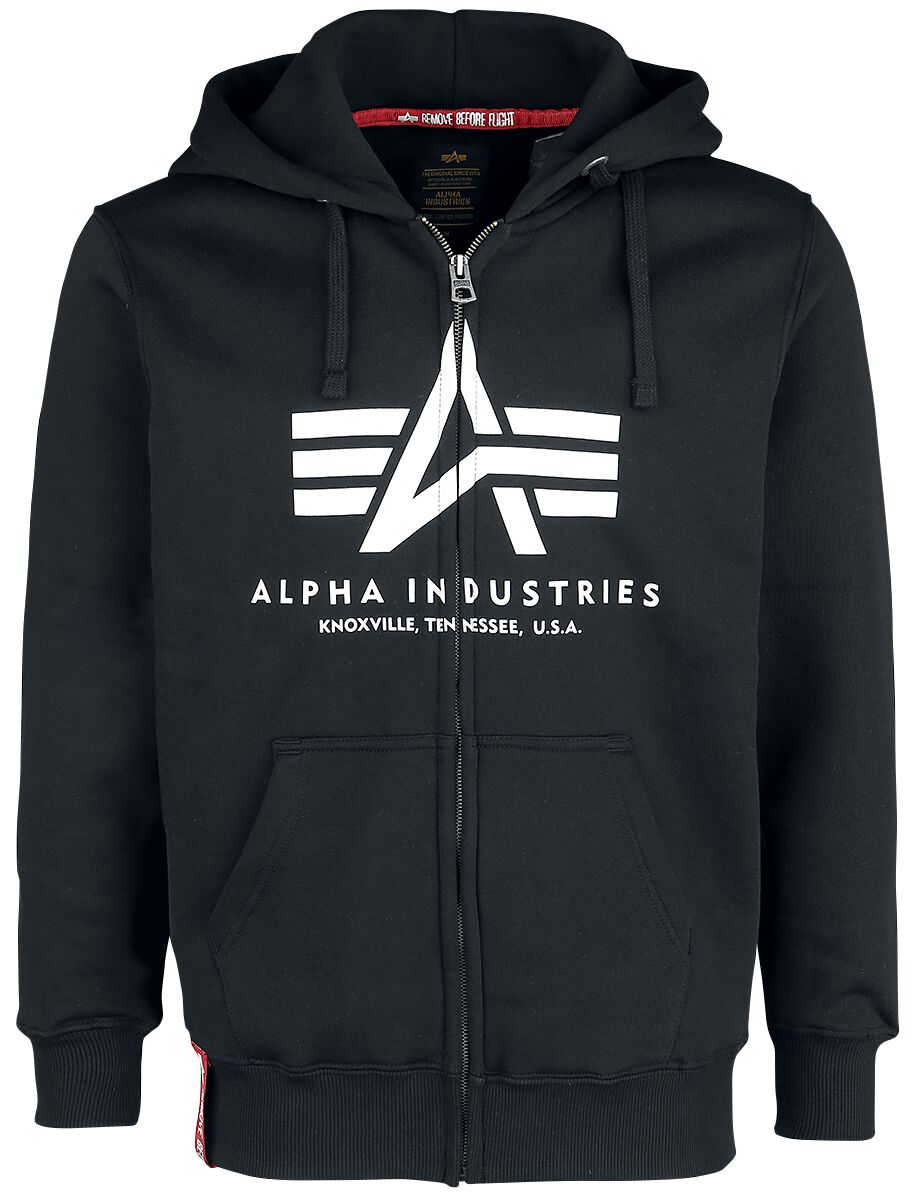 Alpha Industries Kapuzenjacke - Basic Zip Hoody - M bis L - für Männer - Größe L - schwarz