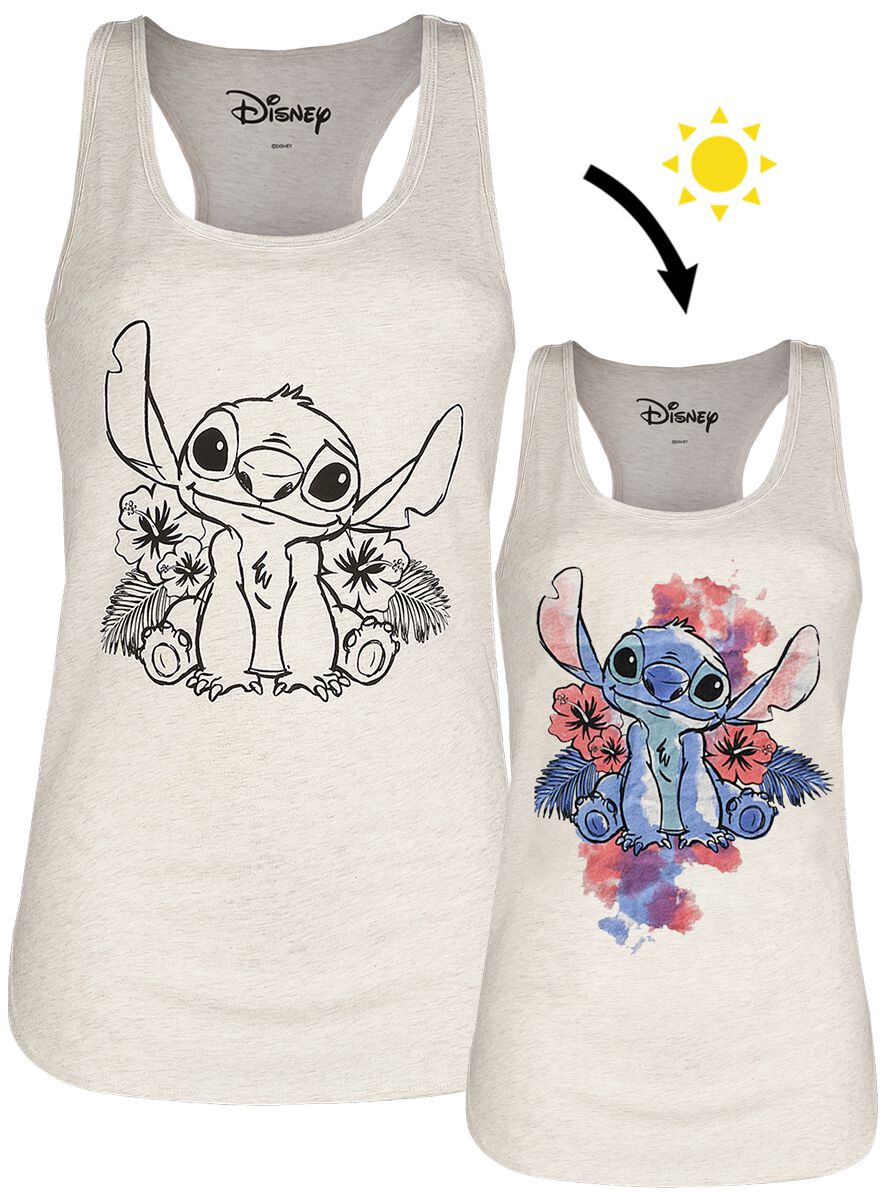 Lilo & Stitch - Disney Tank-Top - Stitch - S bis XXL - für Damen - Größe L - beige meliert  - EMP exklusives Merchandise!