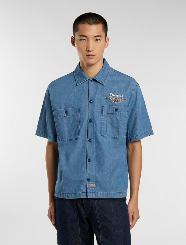 Thumbnail - Dickies DICKIES X HARLEY DAVIDSON CHAMBRAY WORK SHIRT Kurzarmhemd blau in XXL