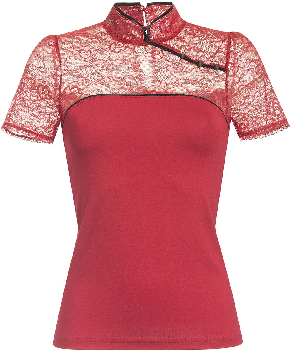 T-Shirt Manches courtes Rockabilly de Vive Maria - Asia Night Shirt - XS à XL - pour Femme - rouge