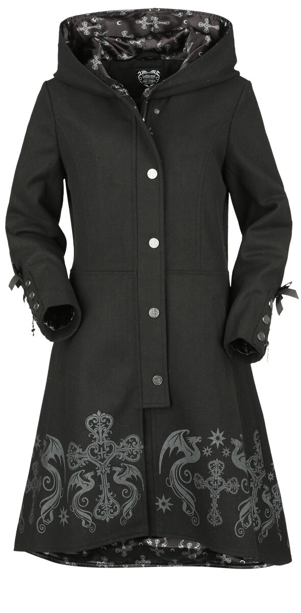 Gothicana by EMP Gothicana X Anne Stokes Coat Mantel schwarz in XXL