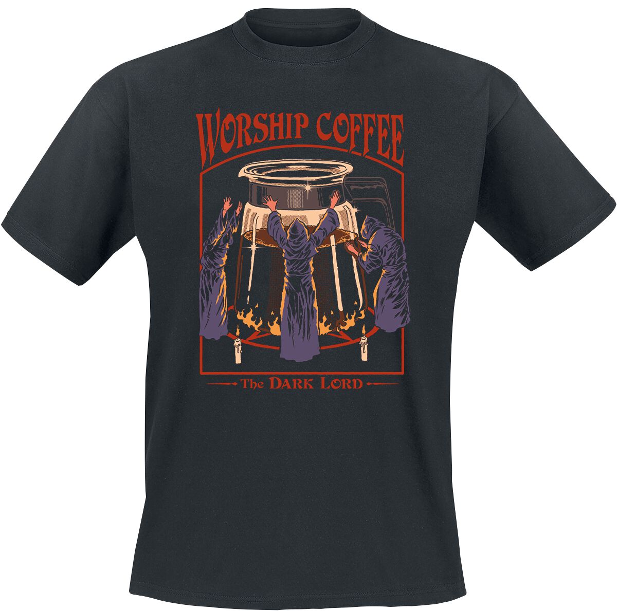 Image of T-Shirt Magliette Divertenti di Steven Rhodes - Worship Coffee - S a 4XL - Uomo - nero