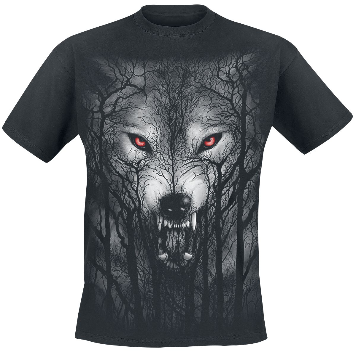 Image of T-Shirt Gothic di Spiral - Forest Wolf - L a XXL - Uomo - nero