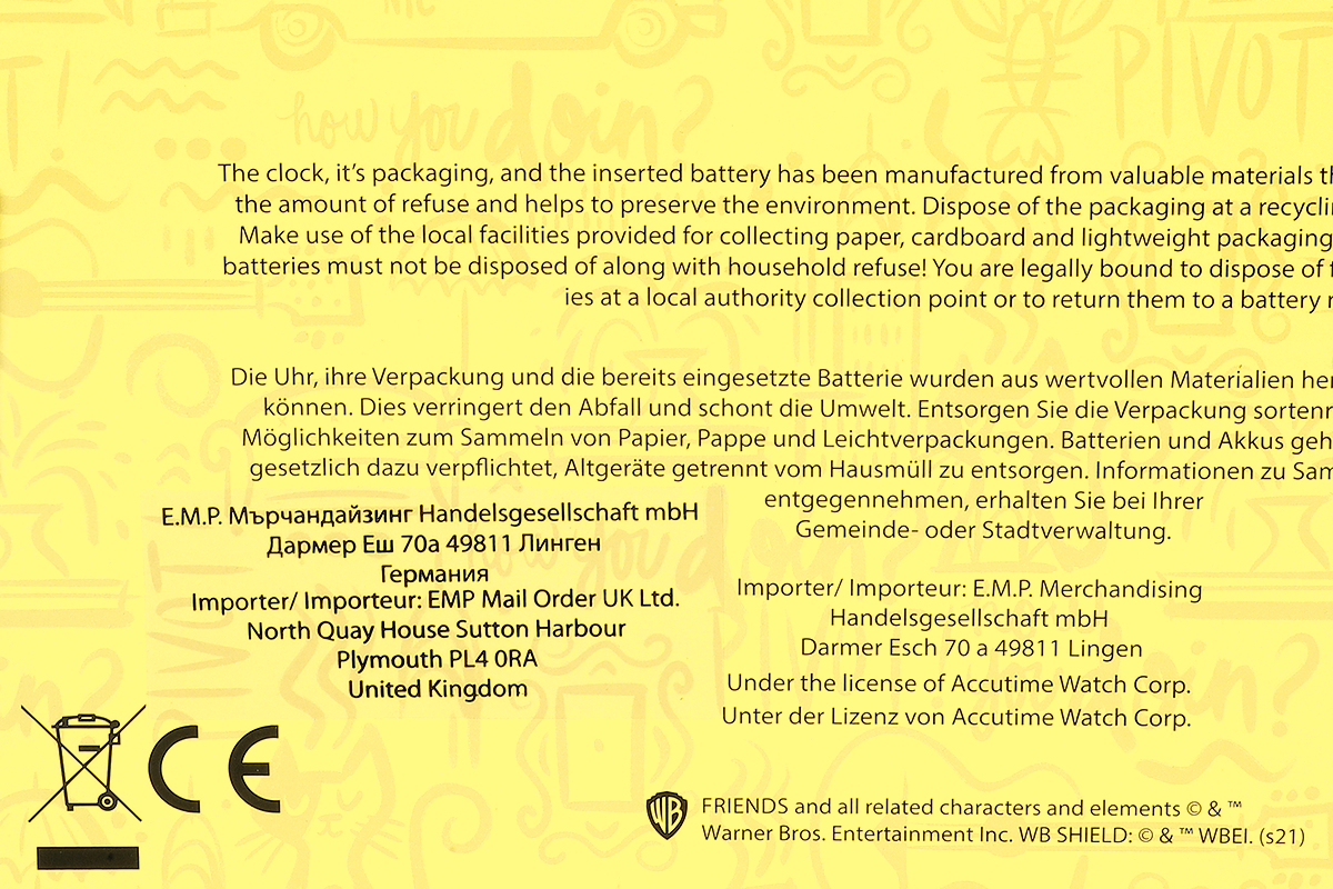 Friends Central Perk Wanduhr multicolor