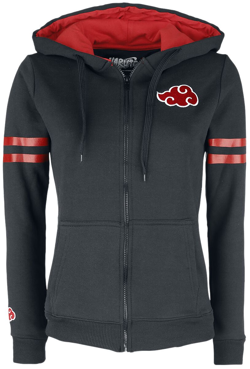 Sweat-shirt zippé à capuche de Naruto - Membre Akatsuki - M à XL - pour Femme - noir/rouge
