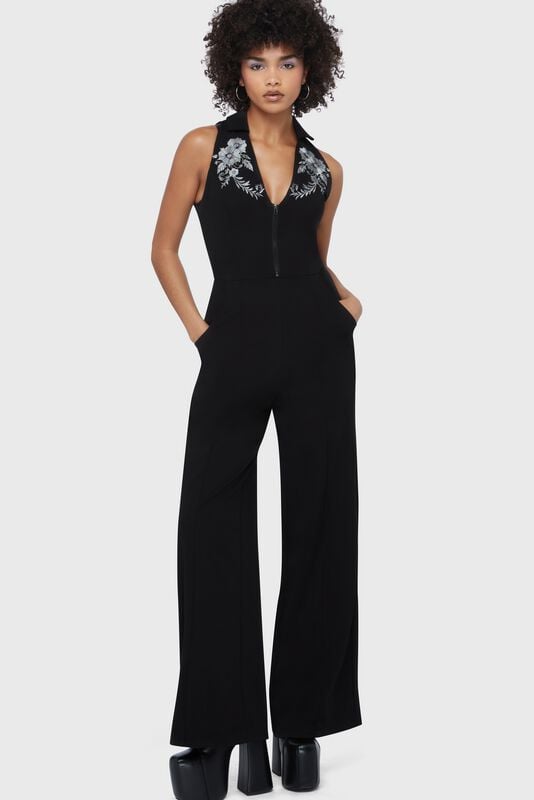 Killstar - Gothic Jumpsuit - Beneath The Eclipse - Alice's Night Jumpsuit - voor Vrouwen - zwart