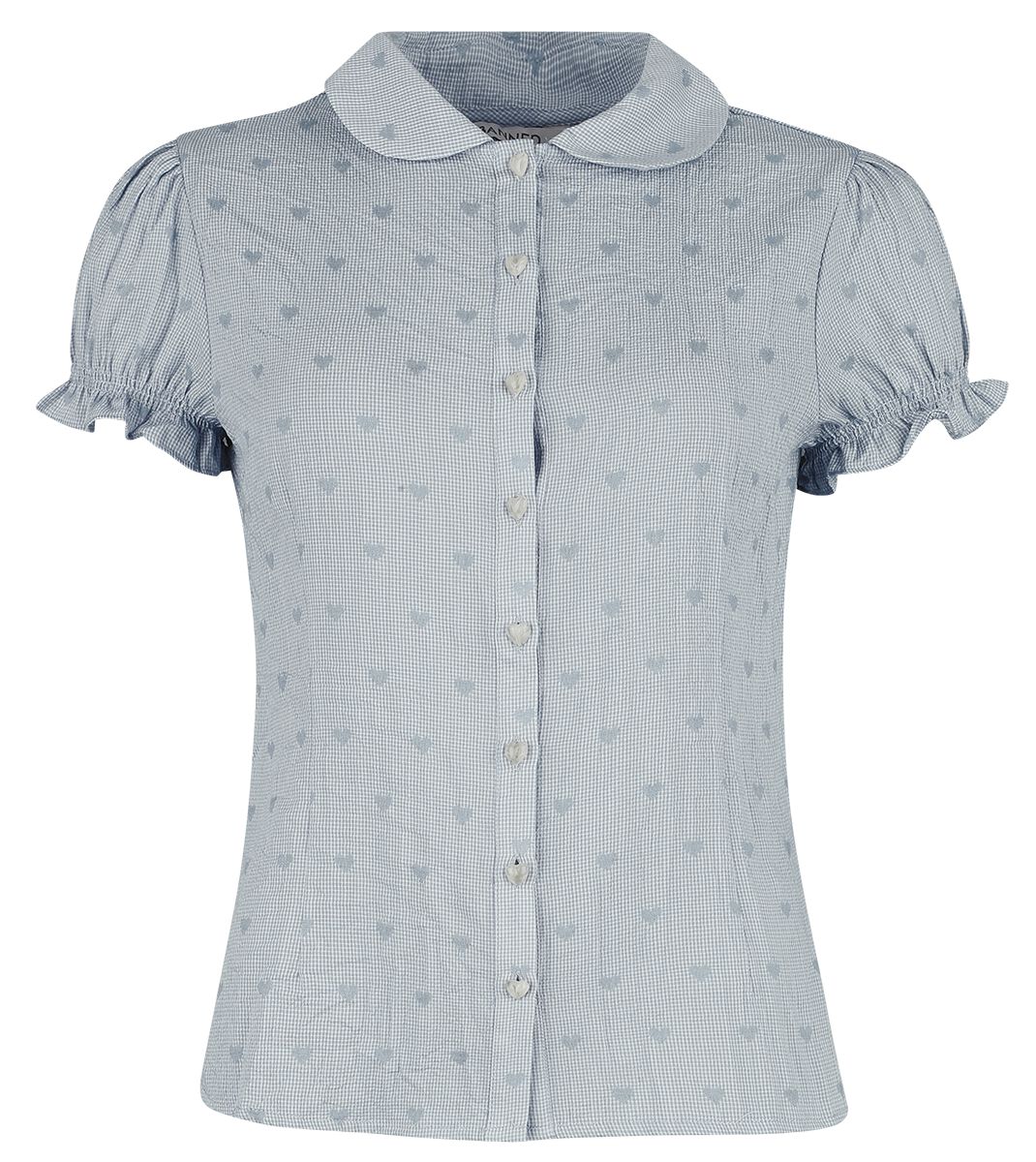 Image of Blusa Rockabilly di Banned Retro - Heart On Her Sleeve Blouse - XS a 4XL - Donna - blu