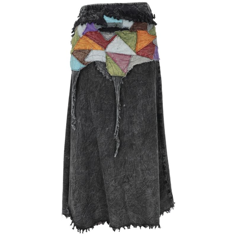Guru-Shop Långkjol - Boho Elfen Wickelrock, Patchwork Rock - S-M L-XL - för Dam - flerfärgad