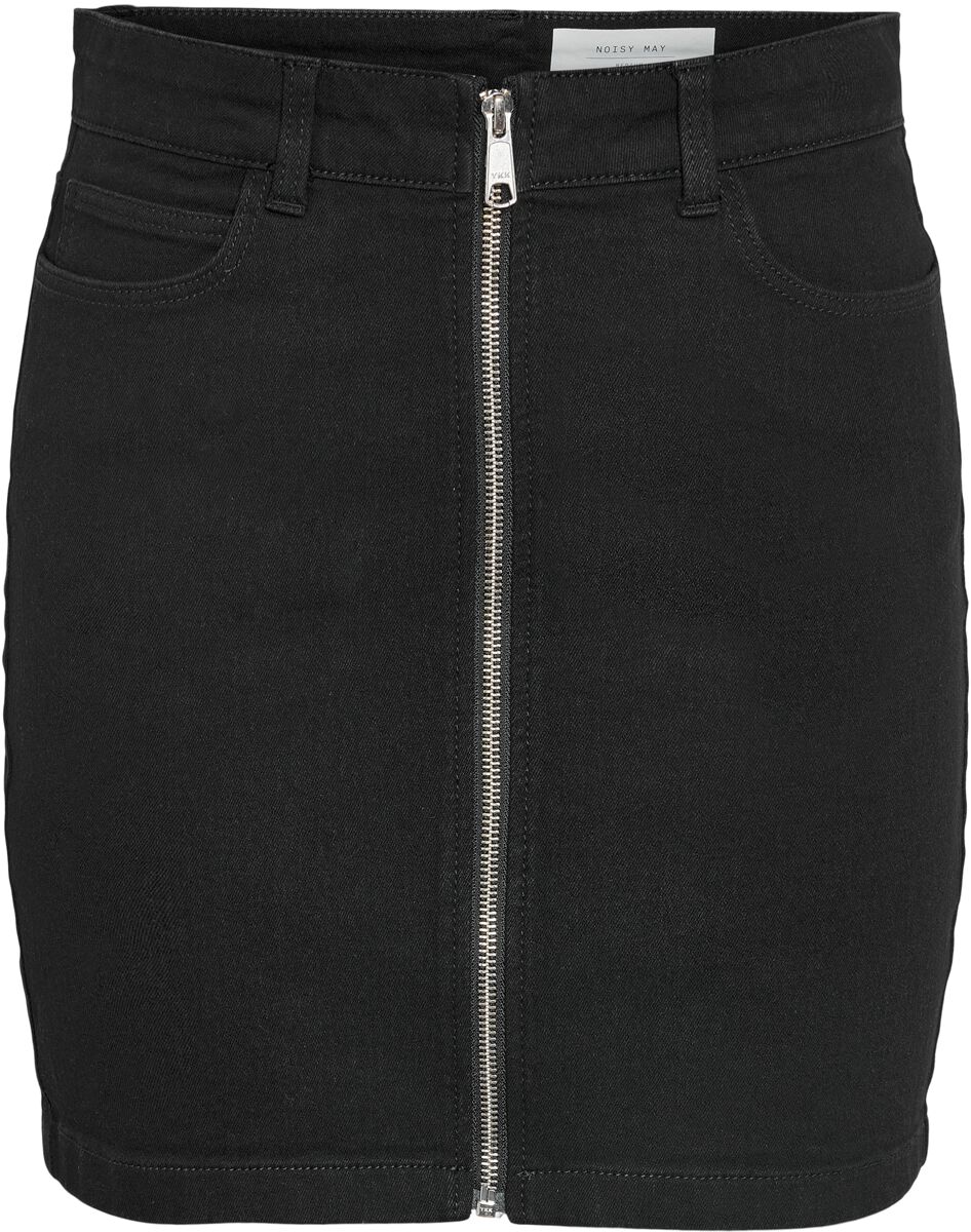 Noisy May NMKleo HW Denim Skirt W Zip VI455BL Kurzer Rock schwarz in XS