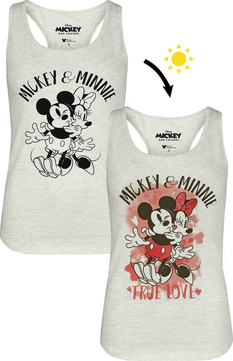 Disney Top - Micky - Portrait - UV - S bis XXL - für Damen - Größe S - weiß - Lizenzierter Fanartikel - Frauen - female