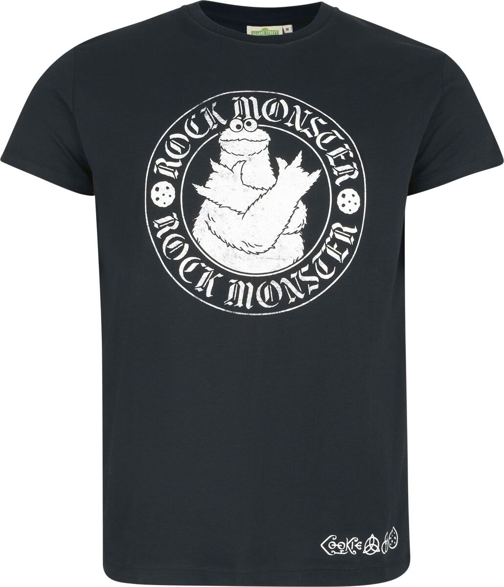 T-Shirt Di Sesame Street - KrüMelmonster - Cookie Monster - Rock Monster - S A 3XL - Uomo - Nero
