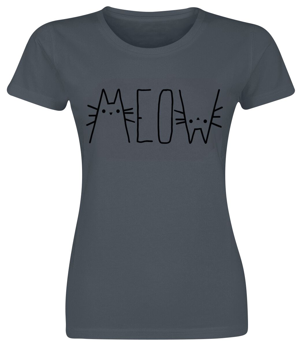 T-Shirt Manches courtes Fun de Tierisch - MEOW - S à XXL - pour Femme - gris foncé