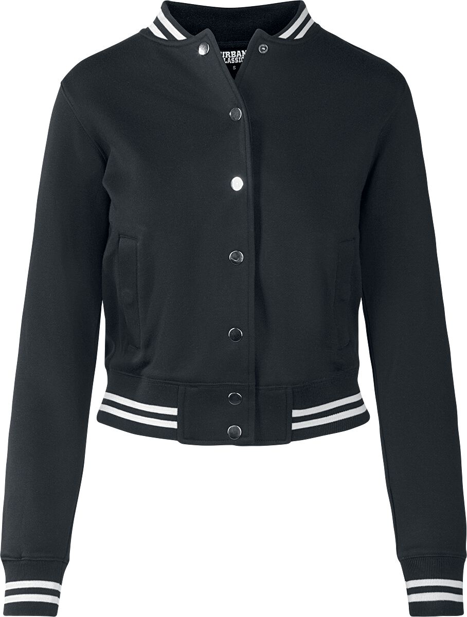 Image of Giacca in stile College Rockabilly di Urban Classics - Ladies College Sweat Jacket - XS a 5XL - Donna - nero/bianco