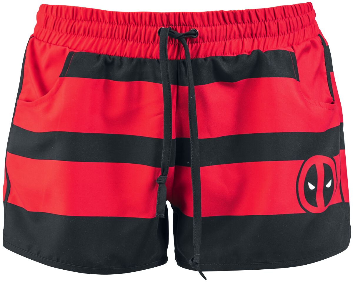 Deadpool Logo Swim Shorts black red