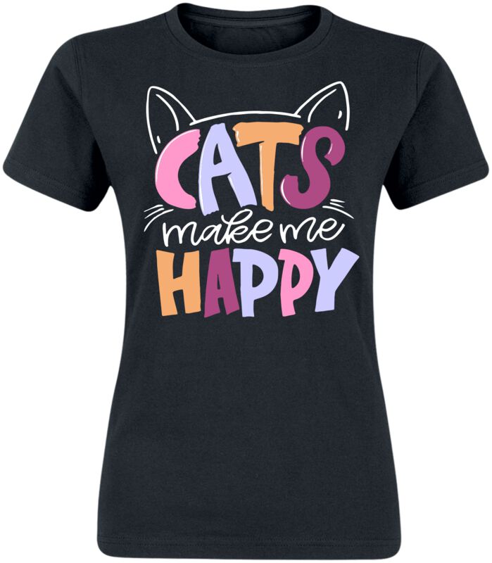 4068143461122 - Cats Make Me Happy T-Shirt schwarz in S