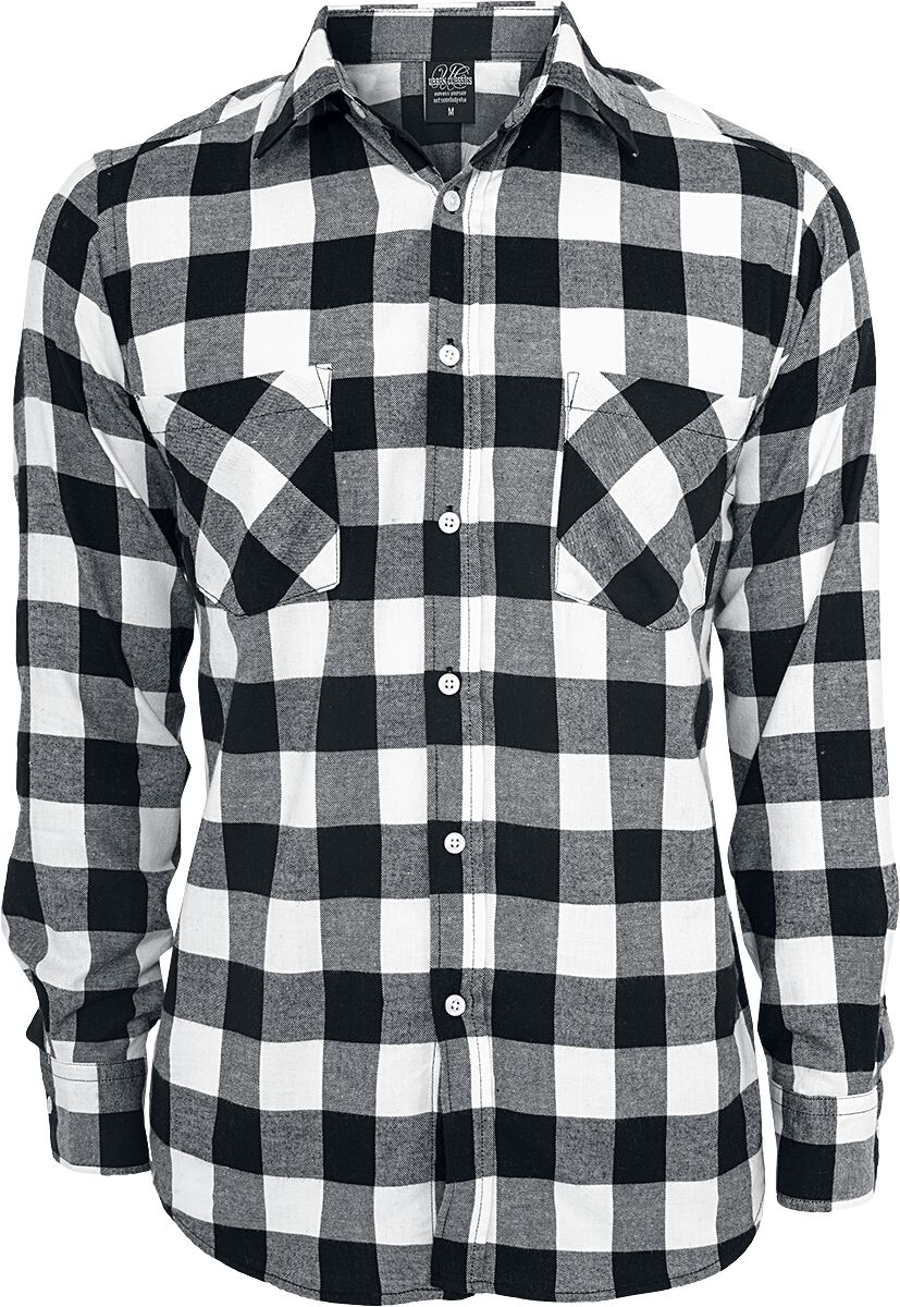 Camisa de Franela  de Urban Classics - A cuadros Franela - Hombre - negro-blanco