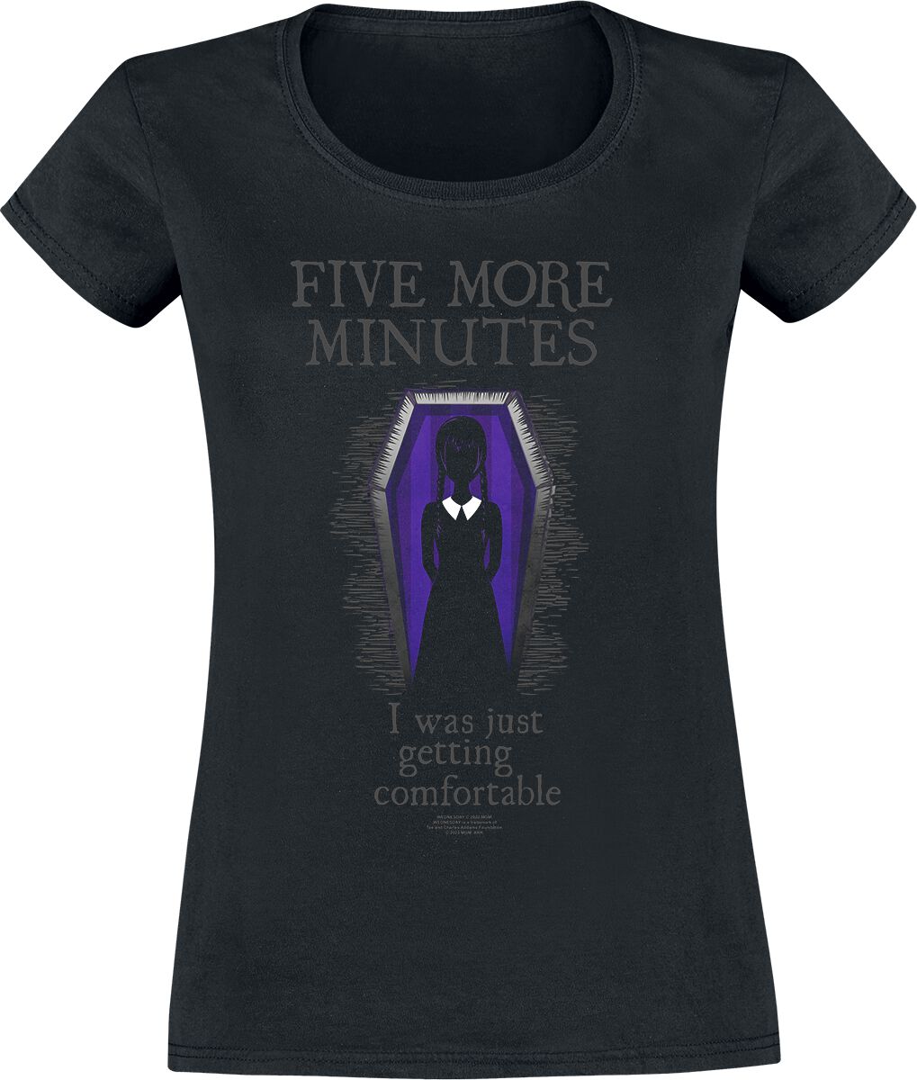 Wednesday T-Shirt - Five More Minutes - XL - für Damen - Größe XL - schwarz  - Lizenzierter Fanartikel