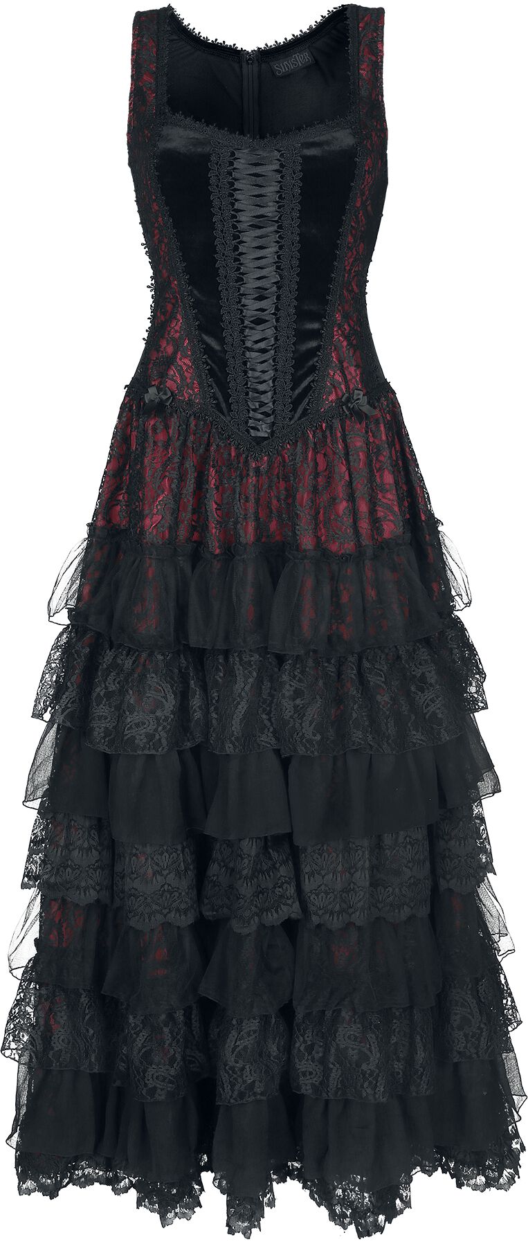 Sinister Gothic Gothic Dress Long dress black red
