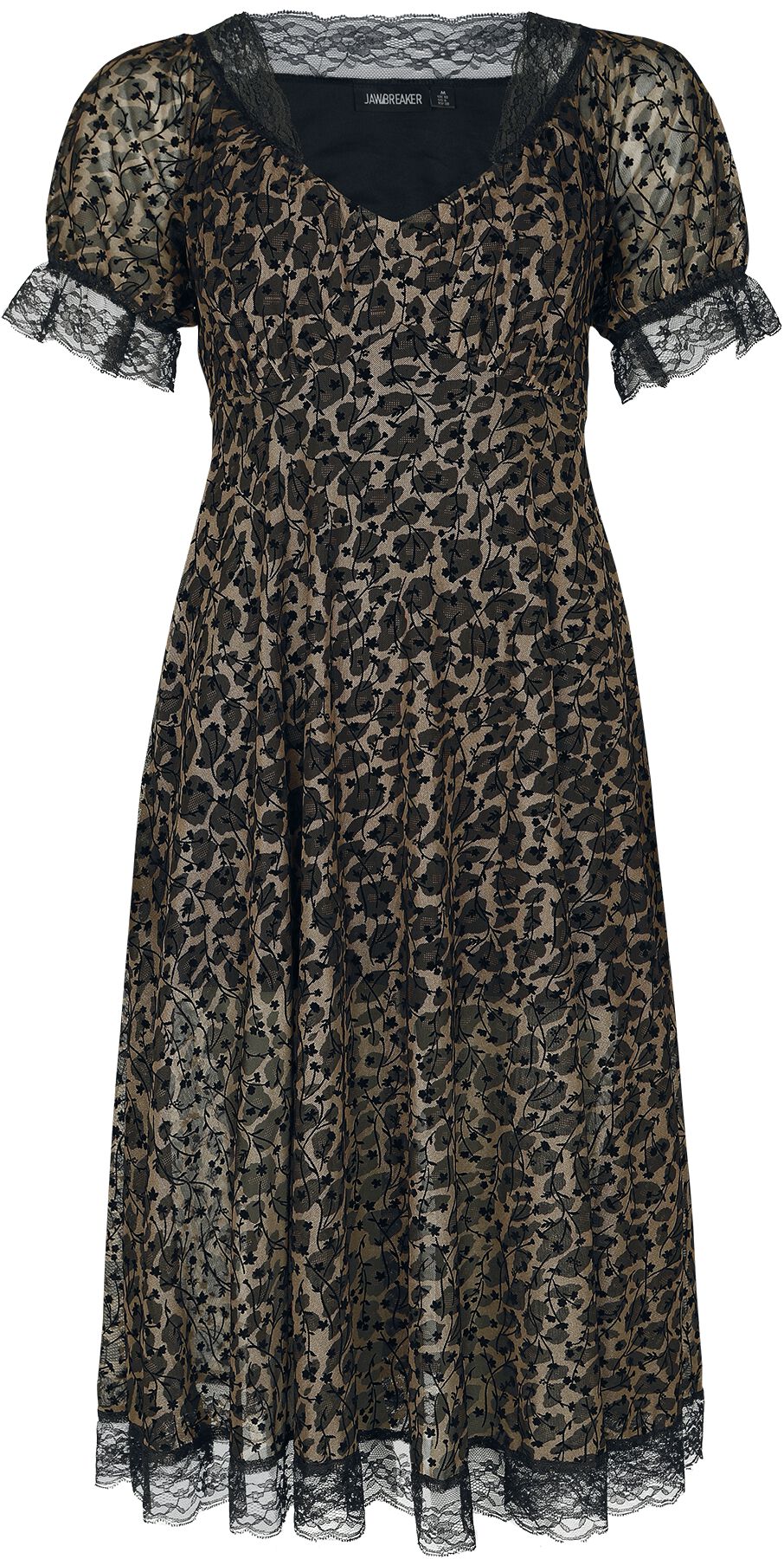 Robe mi-longue Gothic de Jawbreaker - Leopard Midi Dress - XS à M - pour Femme - marron/noir