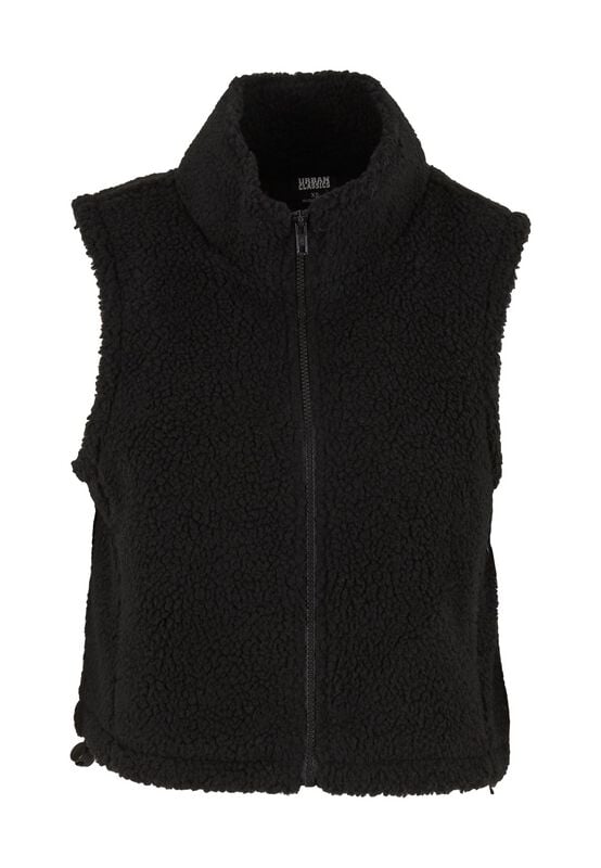 Urban Classics Ladies Short Sherpa Vest Weste schwarz in 3XL