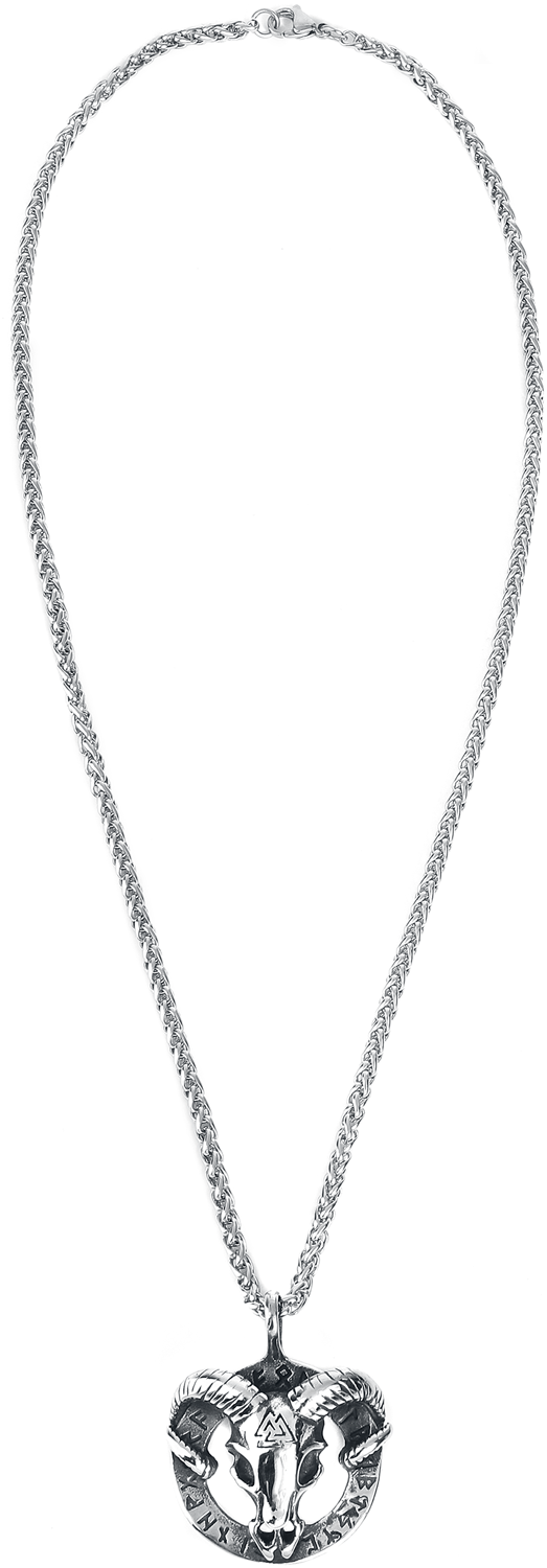 URBANTIMBER Widder mit Valknut und Wikinger Symbolen Halskette silberfarben