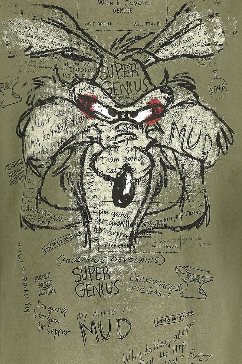 Wile E Coyote Inner Thoughts Looney Tunes T Shirt Emp