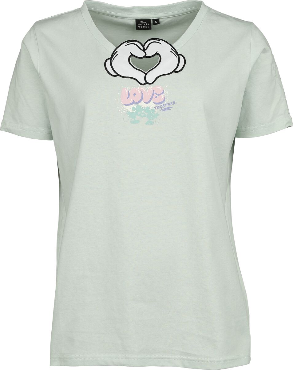 Levně Mickey & Minnie Mouse Love Dámské tričko zelená