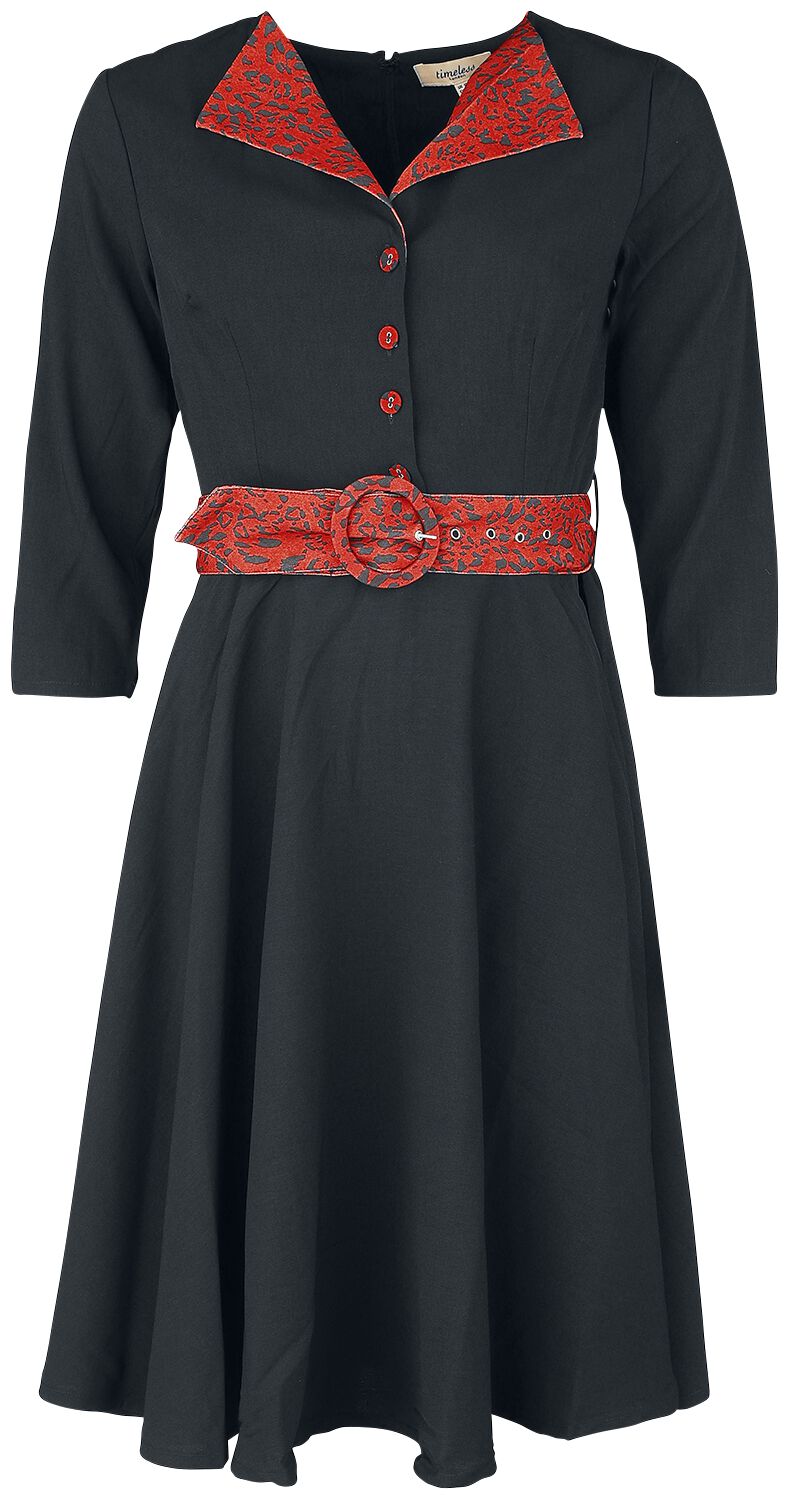 Lynette Animal Dress Mittellanges Kleid schwarz/rot von Timeless London