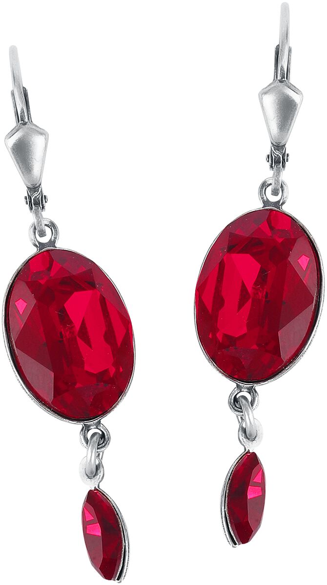 Krikor – Gothic Ohrring – Red Passion – für Damen – silberfarben/rot Krikor – Gothic Ohrring – Red Passion – für Damen – silberfarben/rot