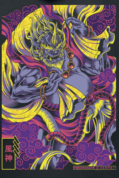 NEOMACHI Fuijin Kapuzenpullover schwarz