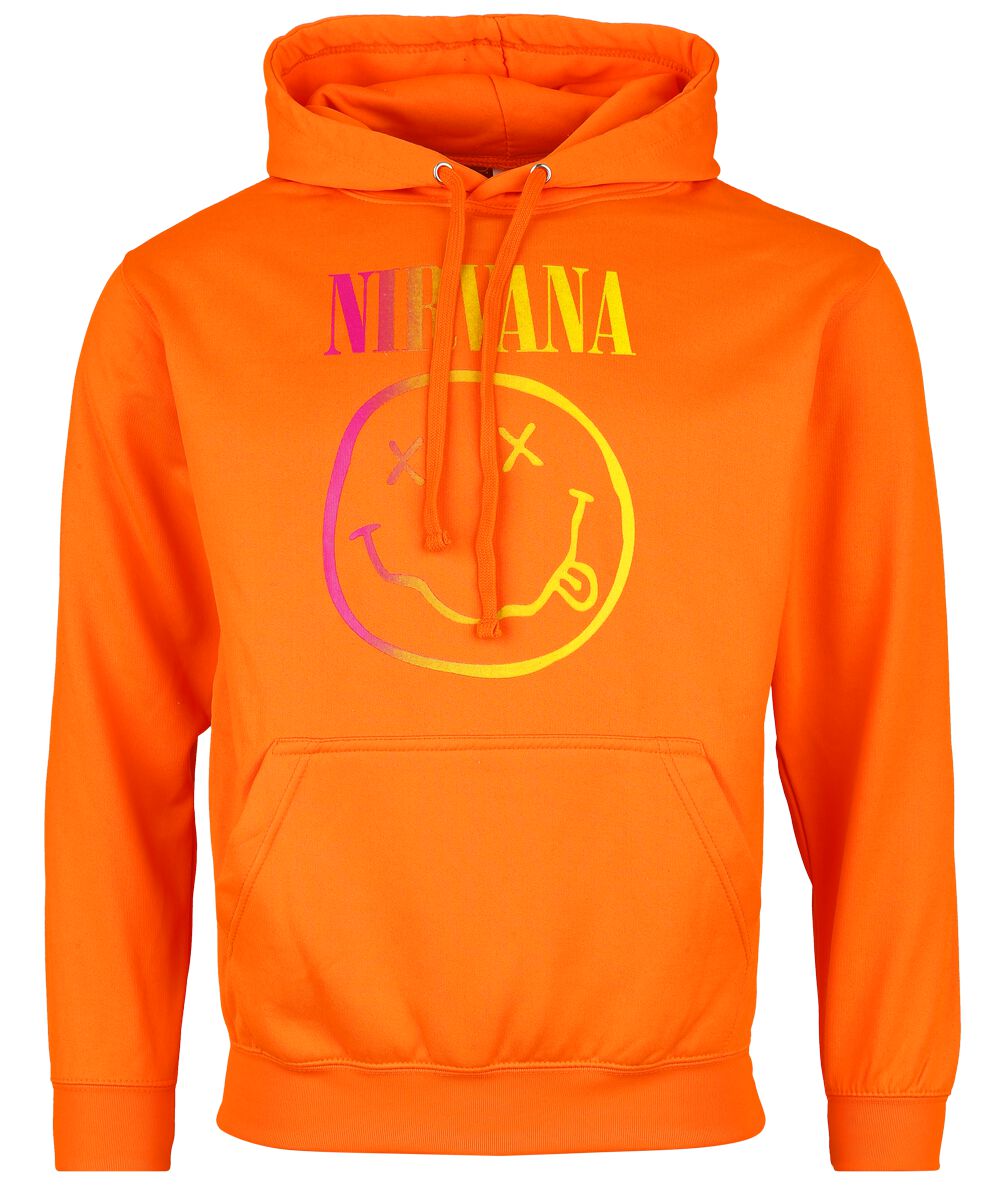 Nirvana Kapuzenpullover - Rainbow Logo - S bis L - für Männer - Größe S - orange  - Lizenziertes Merchandise!