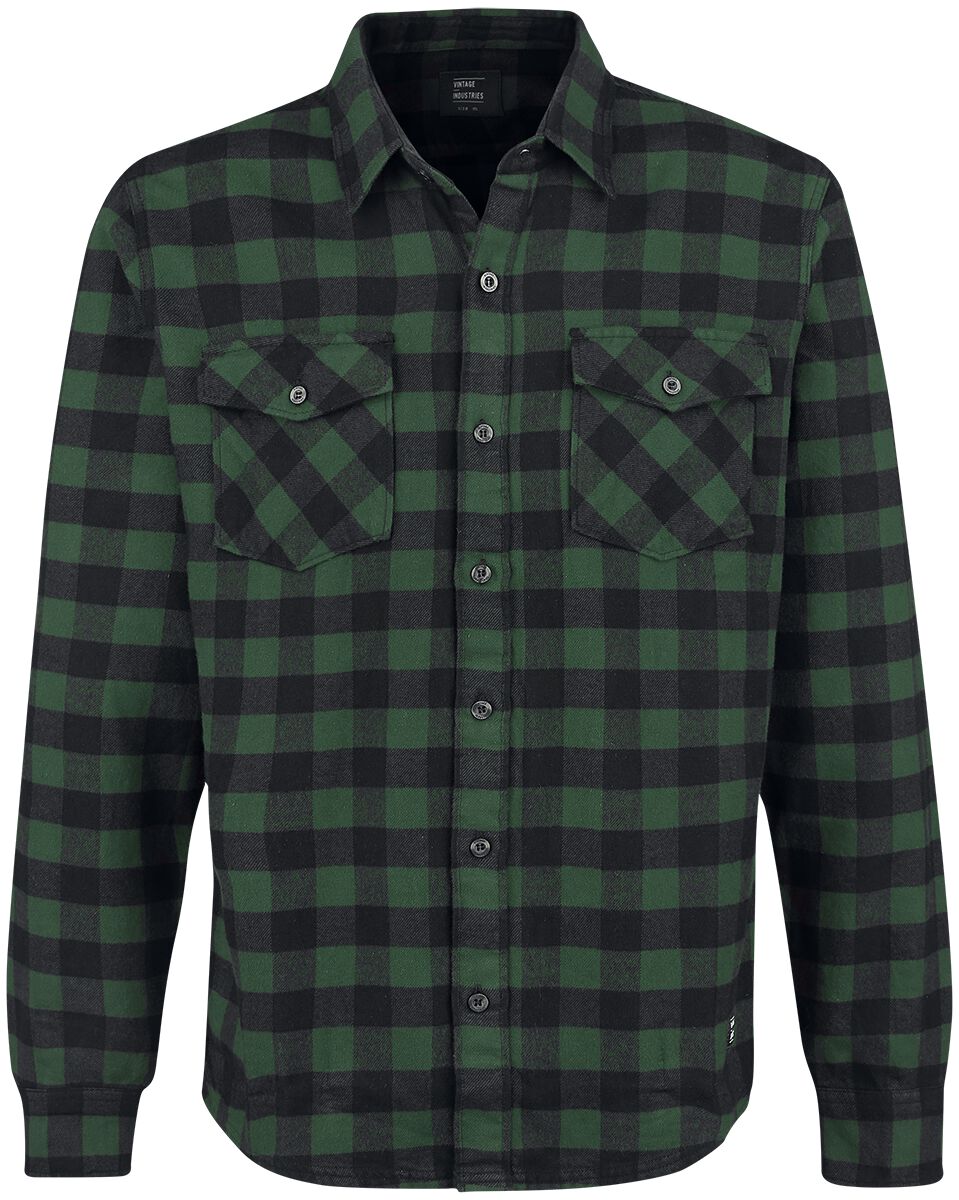 Vintage Industries Flanellhemd - Harley Shirt - 3XL - für Männer - Größe 3XL - grün/schwarz