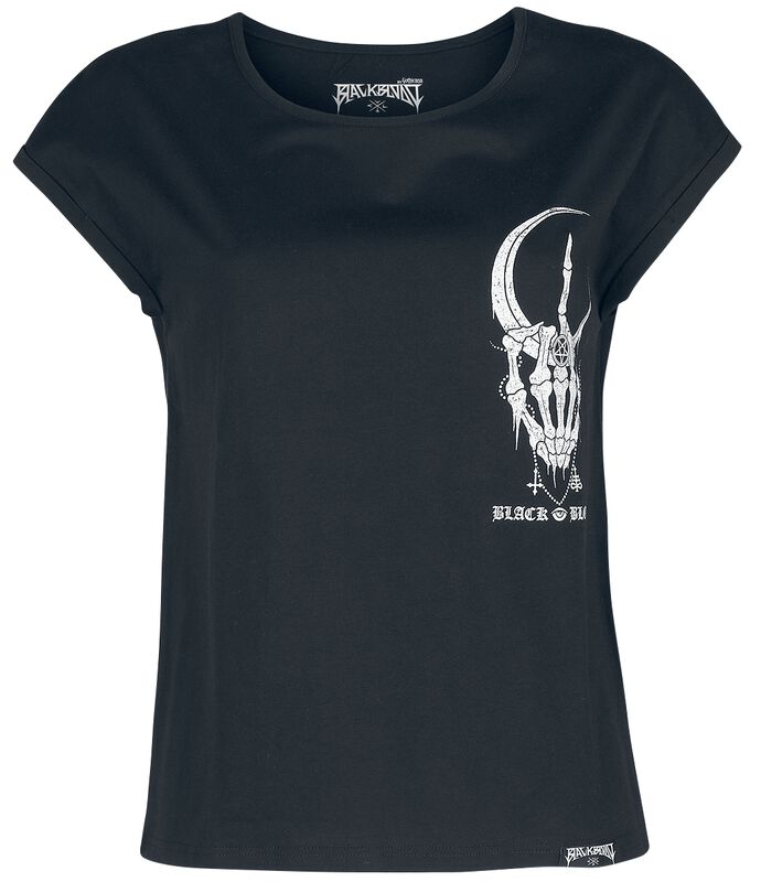 T-Shirt mit Sichelmond und Skeletthand