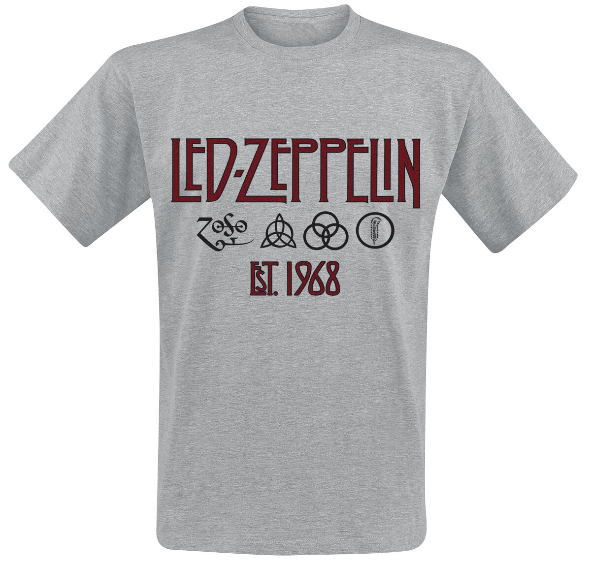 Led Zeppelin T-Shirt - Symbols Est. 1968 - M bis 3XL - für Männer - Größe XXL - grau meliert  - Lizenziertes Merchandise!