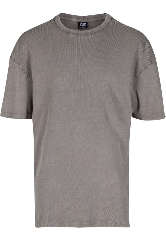 Urban Classics  T-Shirt - Washed Look Ribbed T-shirt - for Men - light grey