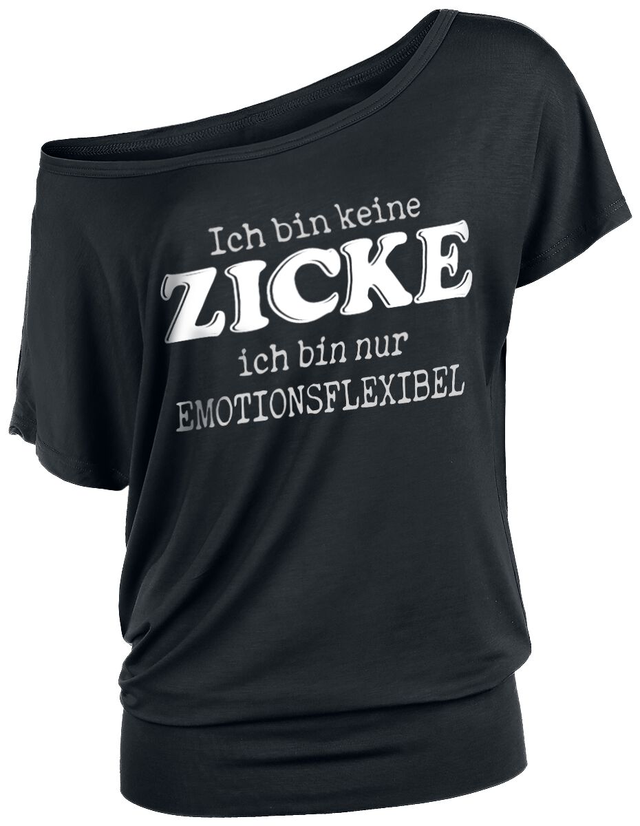 Sprüche Ich bin keine Zicke ich bin nur emotionsflexibel T-Shirt schwarz in XXL