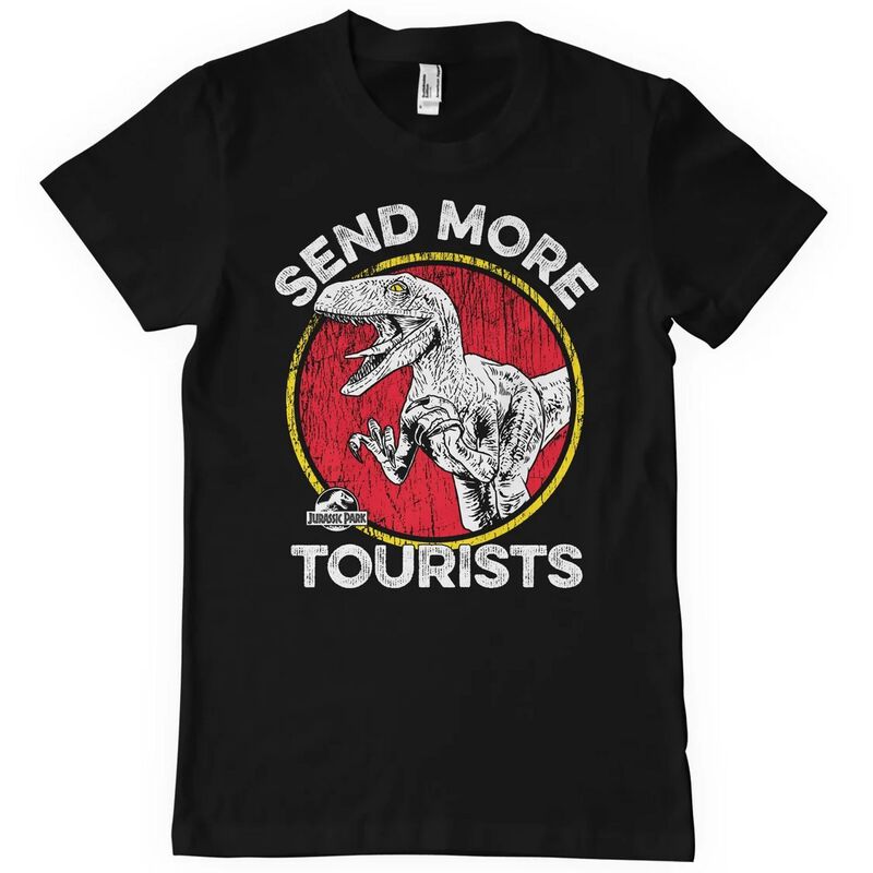 Jurassic Park T-Shirt - Send More Tourists - S bis XXL - für Männer - Größe S - schwarz  - Lizenzierter Fanartikel