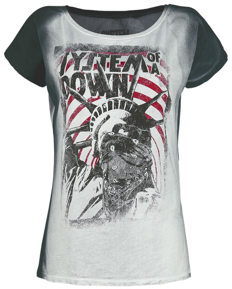 Image of System Of A Down Liberty Bandit Girl-Shirt weiß/schwarz/grau