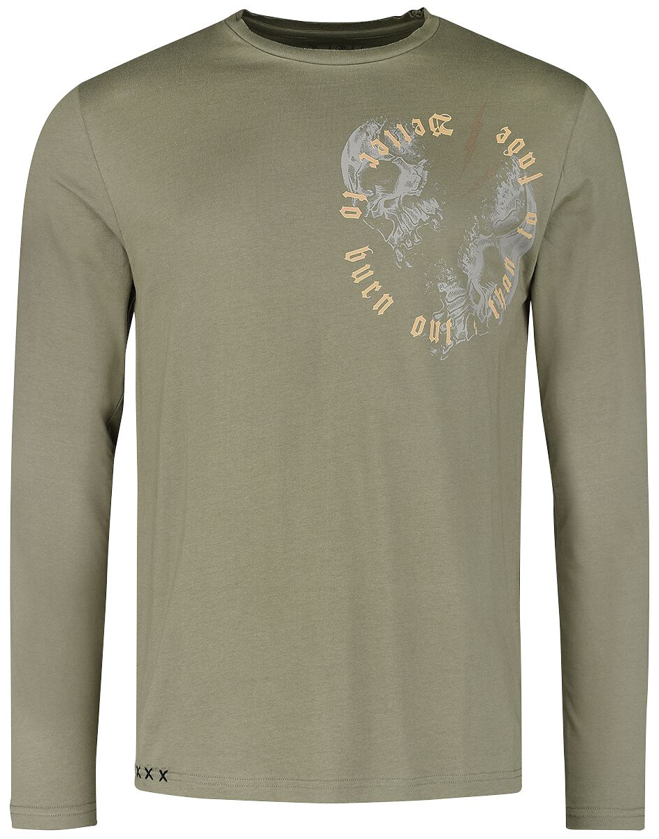 Image of Maglia Maniche Lunghe di Rock Rebel by EMP - Long-sleeved top with Rock Rebel print - S a L - Uomo - beige