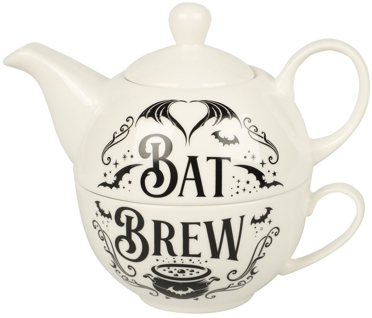 Alchemy England – Gothic Teekanne – Bat Brew – Tea for One – weiß/schwarz