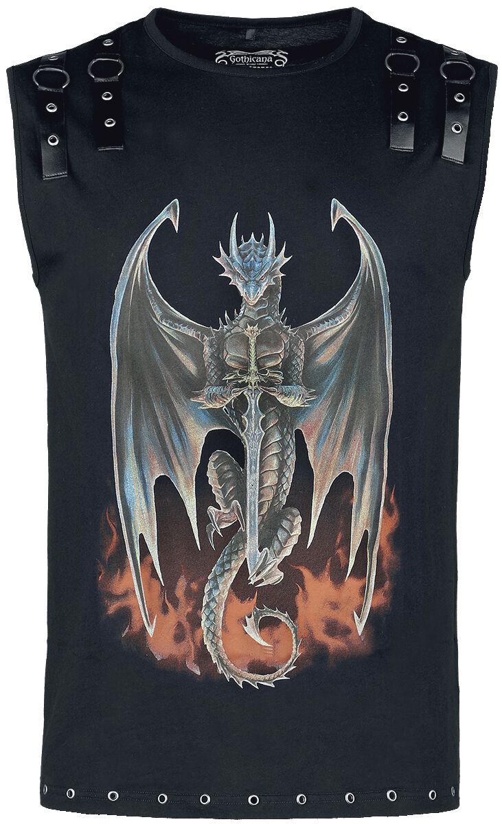 Gothicana by EMP Gothicana X Anne Stokes - Black Tank-Top With Large Dragon Frontprint Tank-Top schwarz in S
