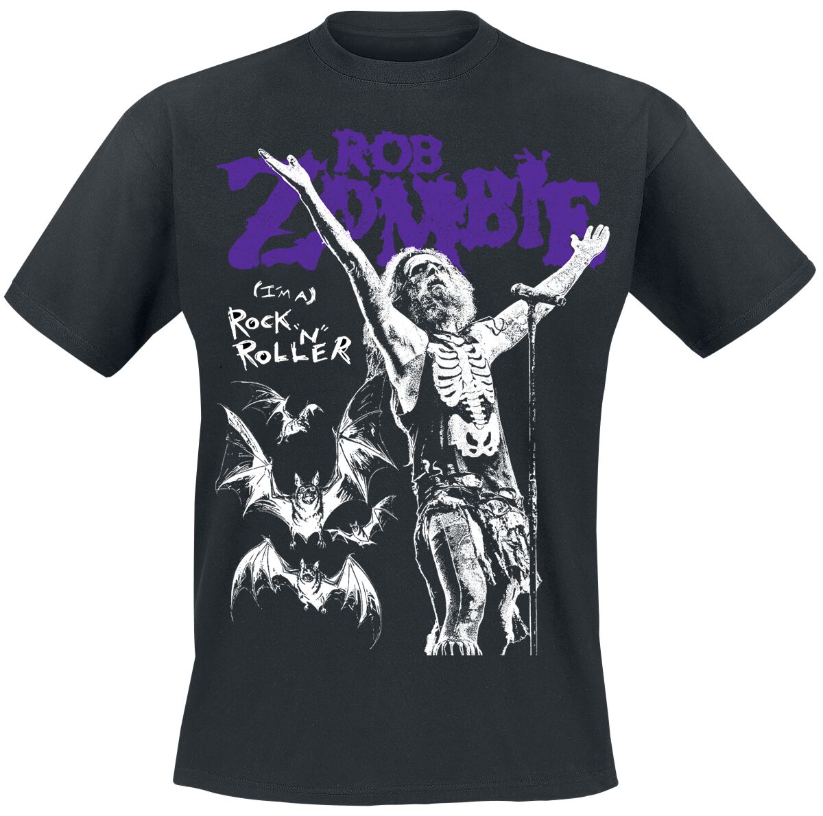 T-Shirt Manches courtes  de Rob Zombie - Bats RNR - S à 4XL - pour Homme - noir