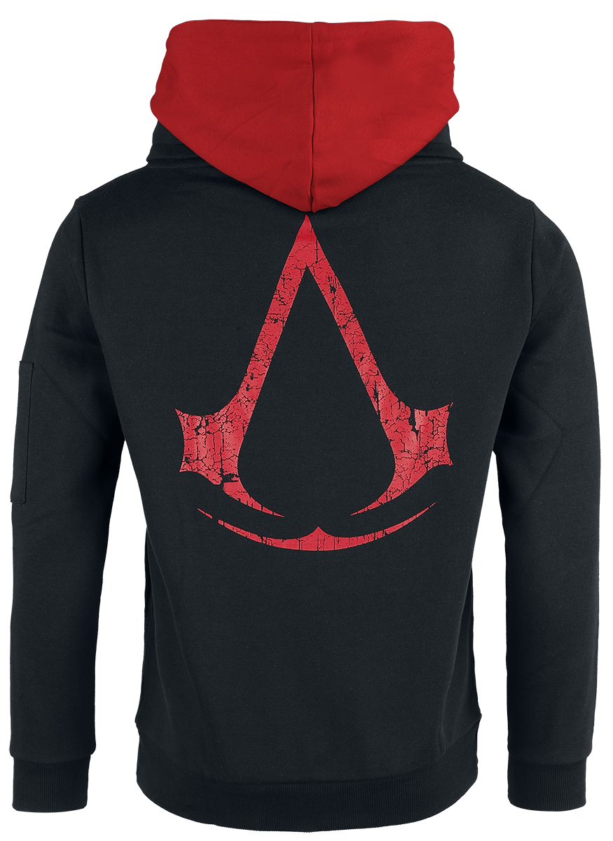 Assassin's Creed - Gaming Kapuzenjacke - Emblem - S bis XXL - für Männer - Größe S - schwarz/rot  - EMP exklusives Merchandise!