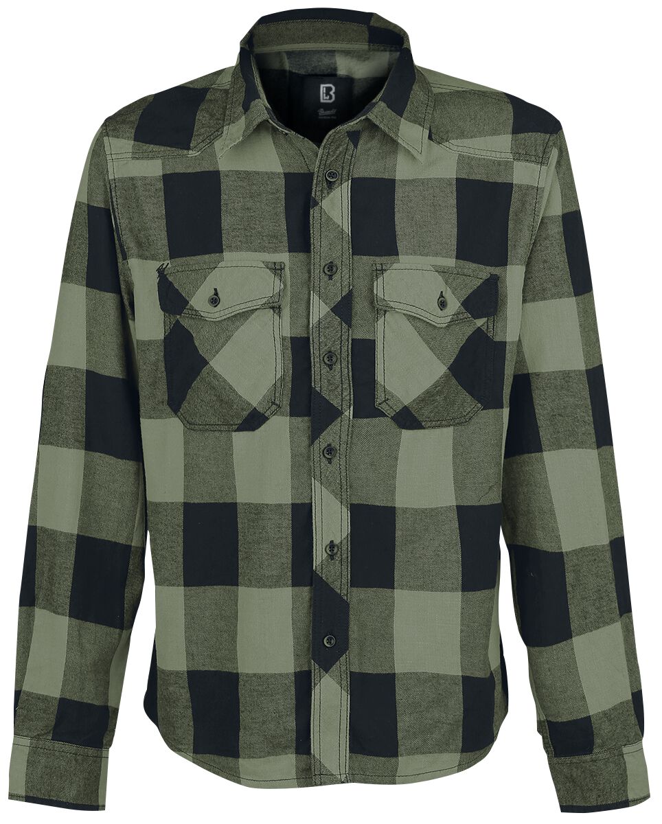 Brandit Flanellhemd - Checkshirt - S bis 7XL - für Männer - Größe 6XL - schwarz/oliv
