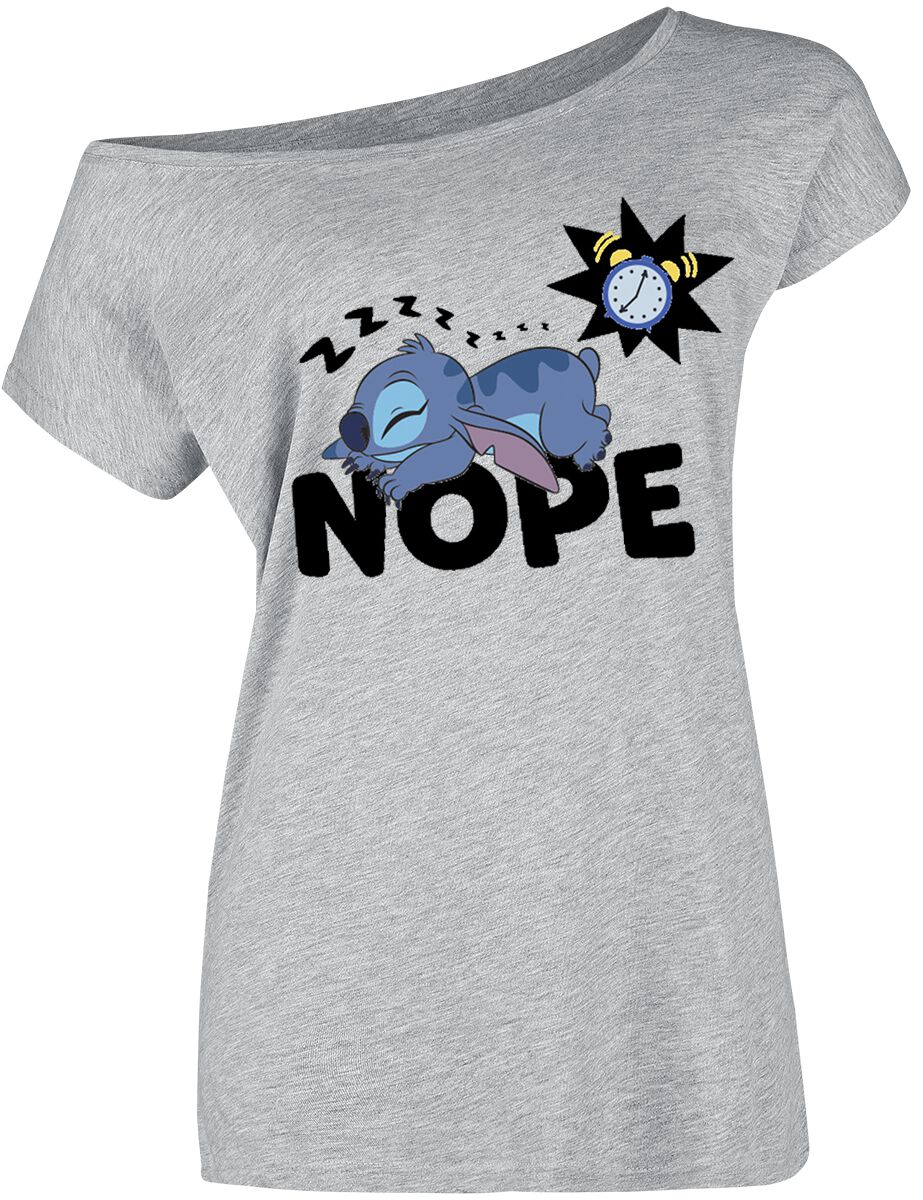 Lilo & Stitch - Disney T-Shirt - Nope - XXL - für Damen - Größe XXL - grau  - Lizenzierter Fanartikel