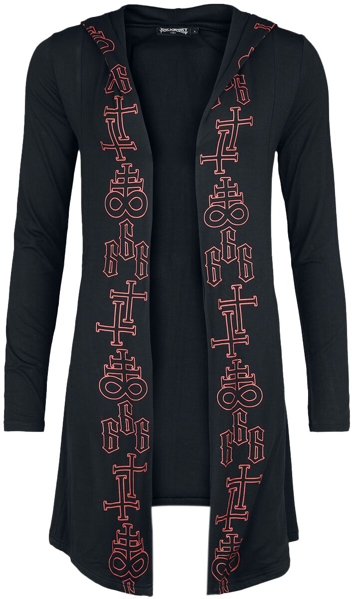 Black Blood by Gothicana Cardigan with printed Symbols and large Backprint Cardigan schwarz in S