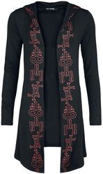 Cardigan with printed Symbols and large Backprint, Black Blood by Gothicana, Cardigan