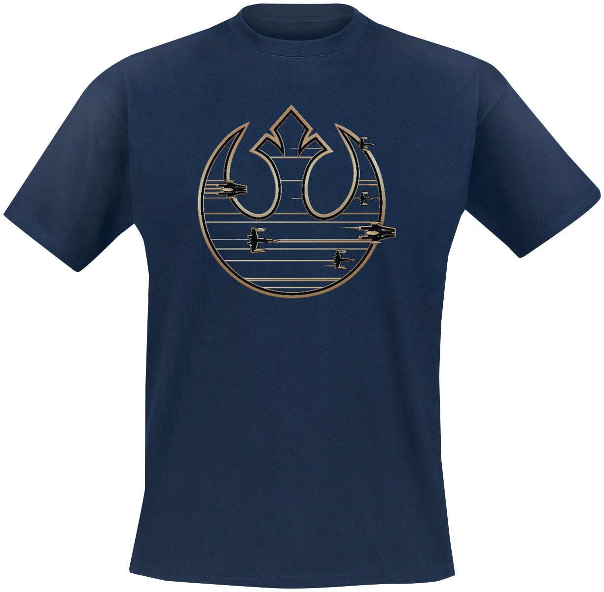 Star Wars T-Shirt - Gold Rebel Logo - L bis XL - für Männer - Größe XL - blau  - Lizenzierter Fanartikel